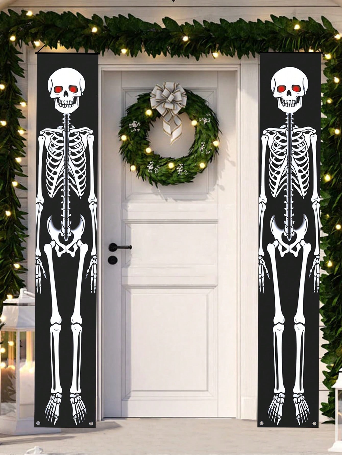 Home Security Yard Sign - قطعتان من لافتات الأبواب الهالوينية المخيفة