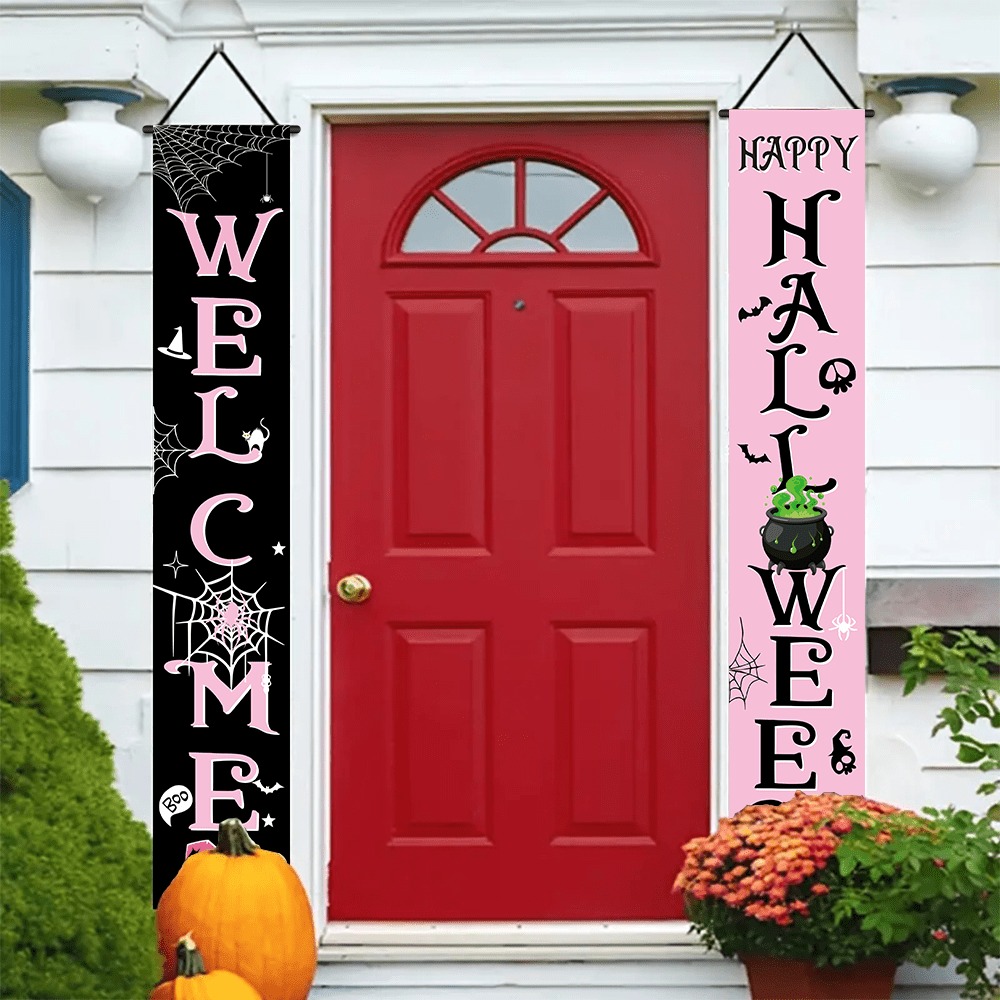 Home Security Yard Sign - لافتة باب أمامي للهالوين باللونين الوردي