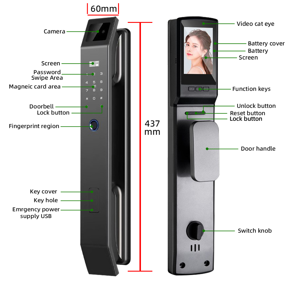 RAYKUBE DF14 Tuya WiFi ثلاثية  - مراجعة Door Lock Smart Keypad وسعره