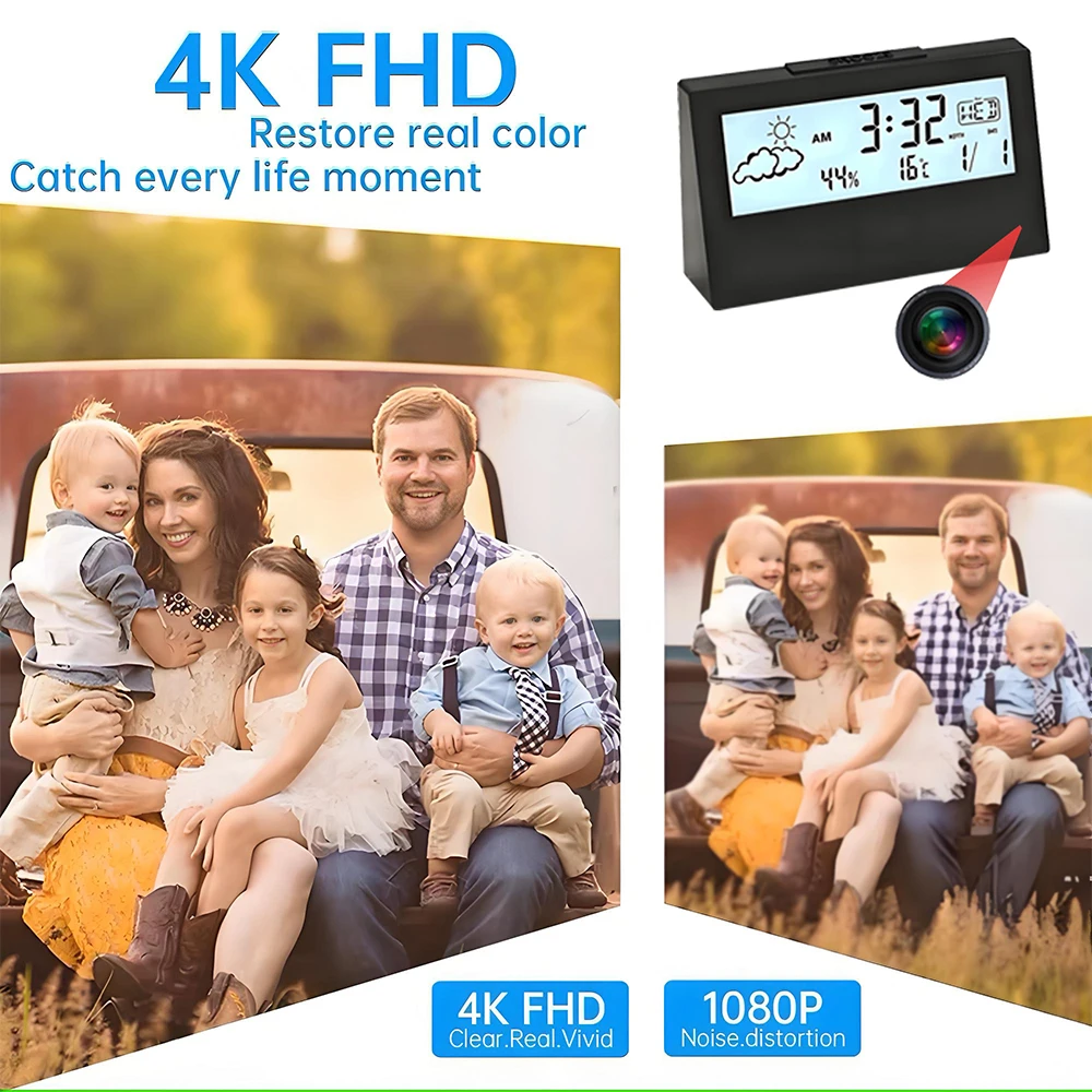 كاميرا ساعة واي فاي بدقة 4K مع - مراجعة Home Security Recorder وسعره